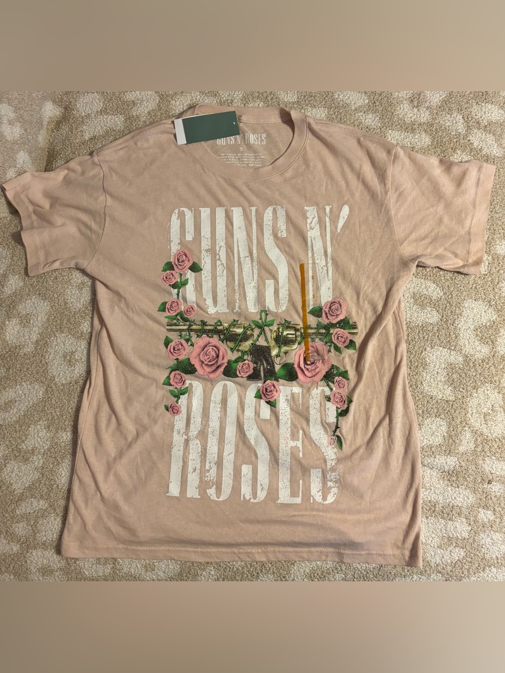 Guns N' Roses Women's Pink Floral Logo Short Sleeve Tee